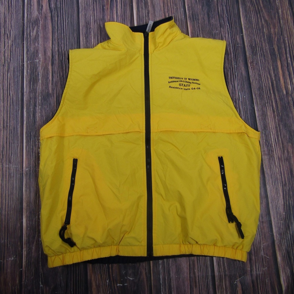 Vintage‎ University Of Wyoming Vest Mens XL Yellow Nylon Staff 04-05 Windbreaker